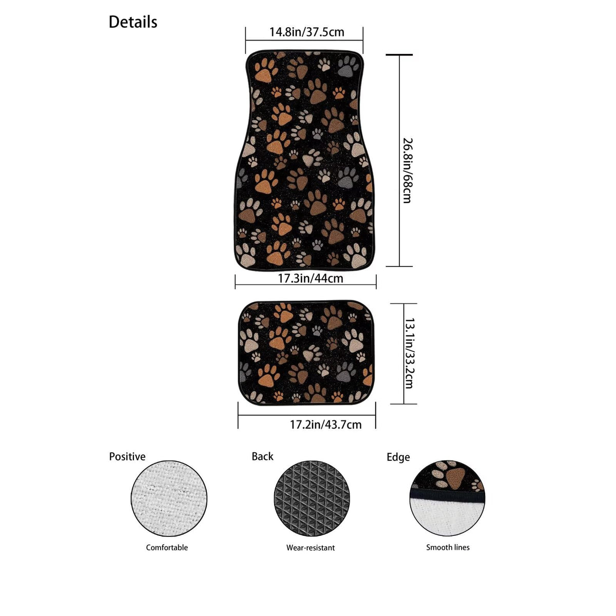 Brown Dog Paw Car Carpet Floor Mat Non Slip Rubber Car Carpet Mat Protector 4 Piece Automotive Floor Mats Front Universal Cars Foot Pads Brown Cars Accessories for SUV Vehicle Van (Brown Dog Paw)