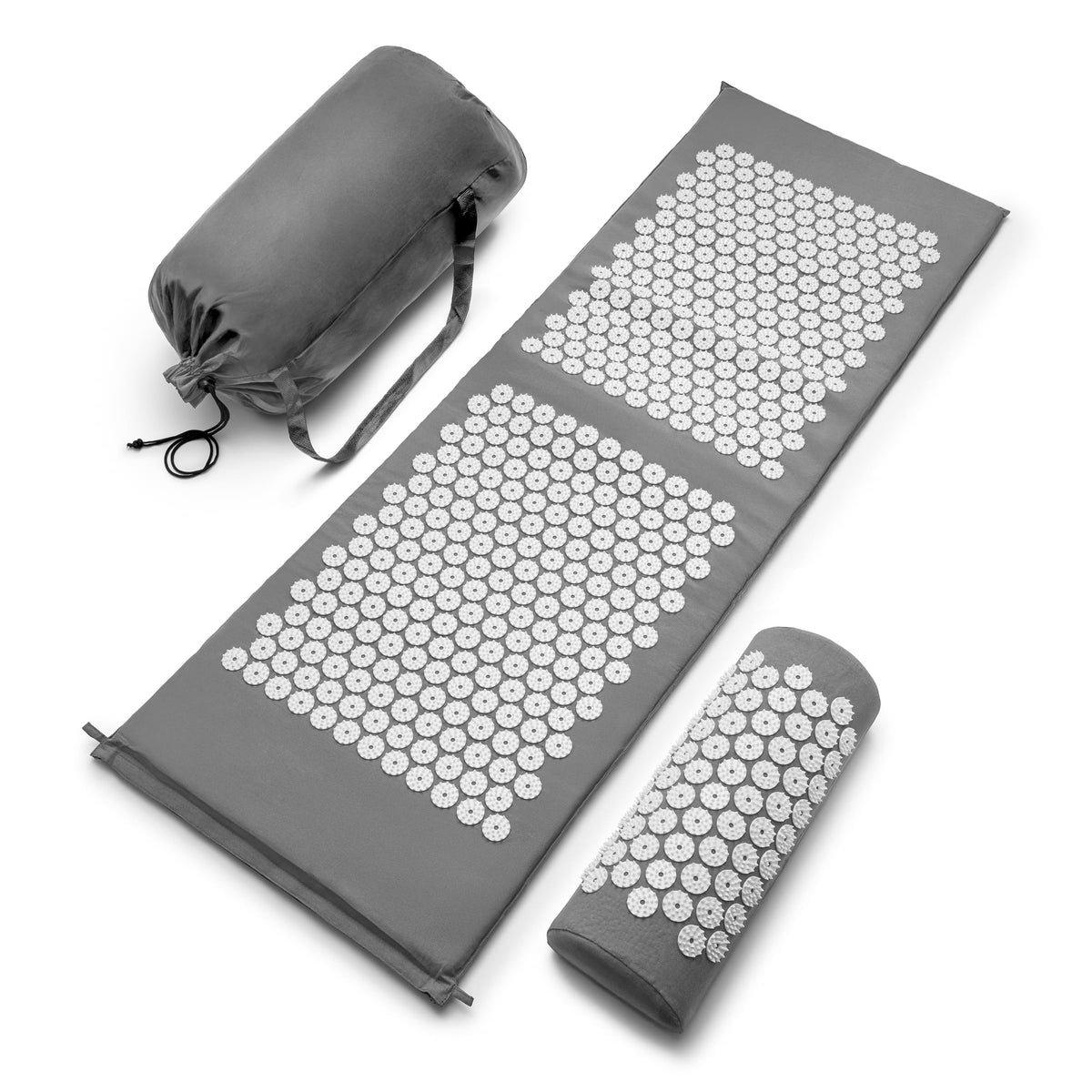 Sivan Acupressure Mat & Pillow Set for Back & Neck (Gray/White / XL)