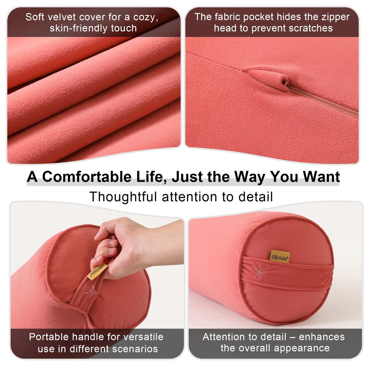 Body Pillow for Adults (Coral Peach / 59"*7.87")