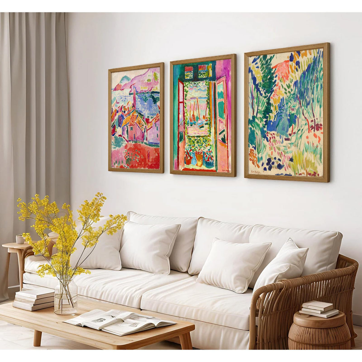 Henri Matisse Wall Art Prints Aesthetic Canvas Matisse Wall Decor Painting Colorful Matisse Wall Art Poster Boho Abstract Matisse Picture Artwork for Bedroom Living Room 12x16 Inch Framed Set of 3 (Framed / Henri Matisse Prints / 16"L x 12"W)