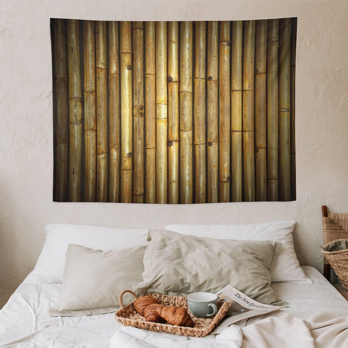 Bamboo Tapestry Wall Hanging Nature Japanese Asian Plant Brown Print Tapestries Home Decor for Living Room Bedroom Apartment Farmhouse Dorm 30"x40" (30"L x 40"W / Bamboo-8)