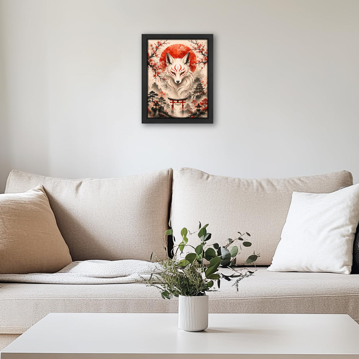 Japanese Fox Decor Wall Art (Wall Art Framed 48 / 10"L x 8"W)