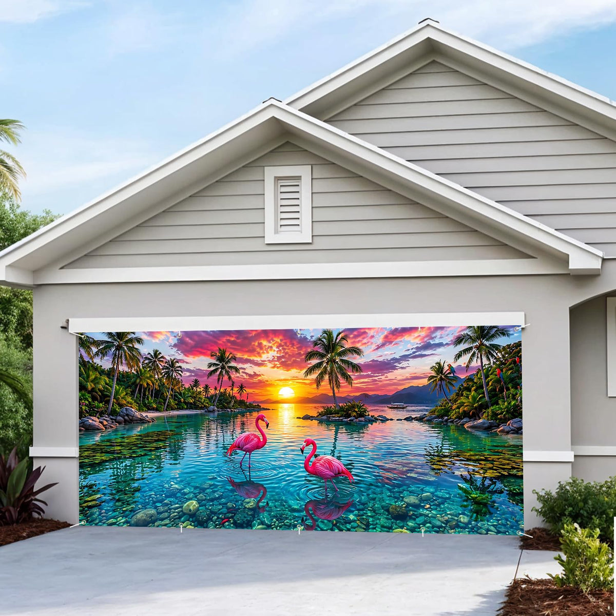 Tropical Sunset Garage Door Banner Cover (206 / 7 x 16 ft)