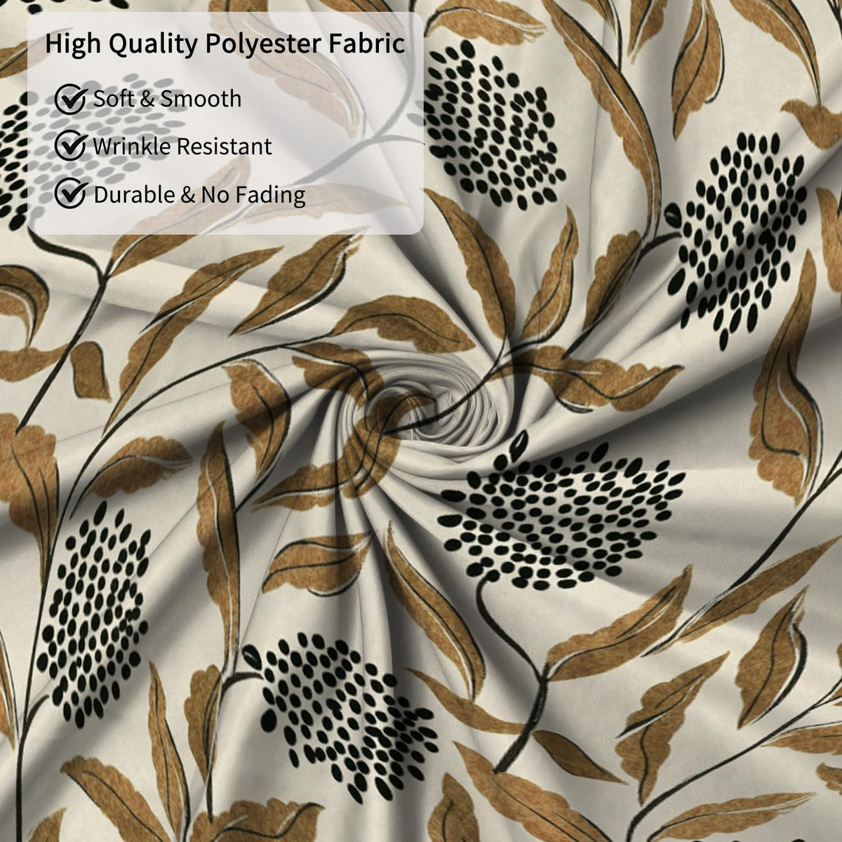 Vintage Botanical Shower Curtain with Hooks (Boho Botanical)