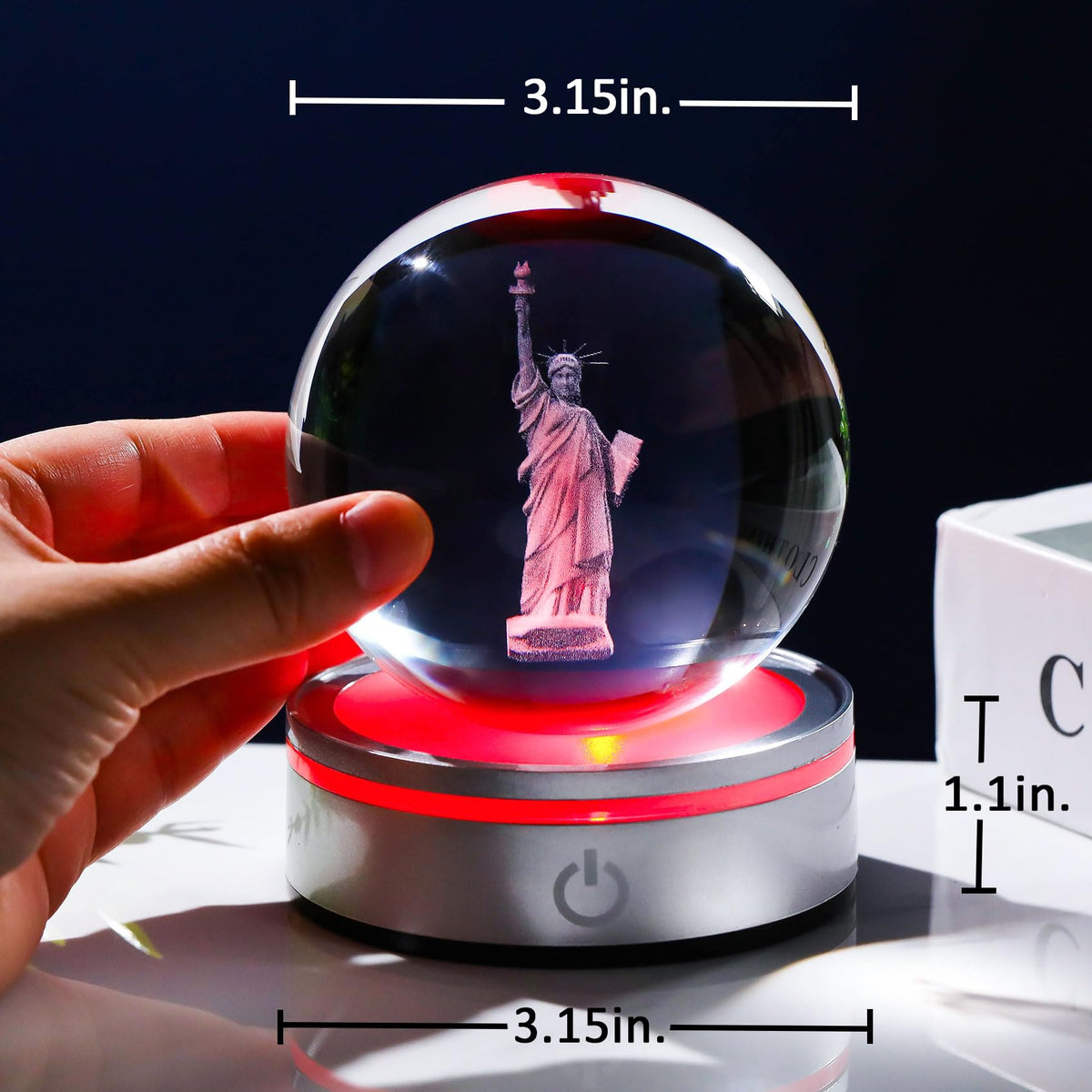 3D Crystal Ball Statue of Liberty Figurine New York Souvenirs (Liberty)