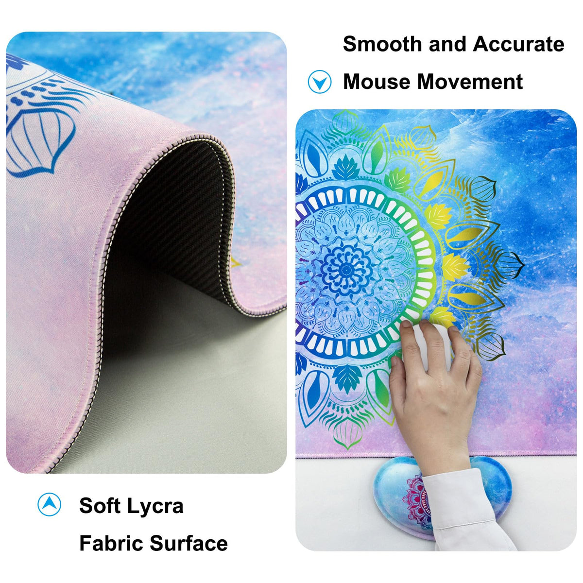 4 in 1 Mouse Pad and Keyboard Wrist Rest (K2-star Mandala)