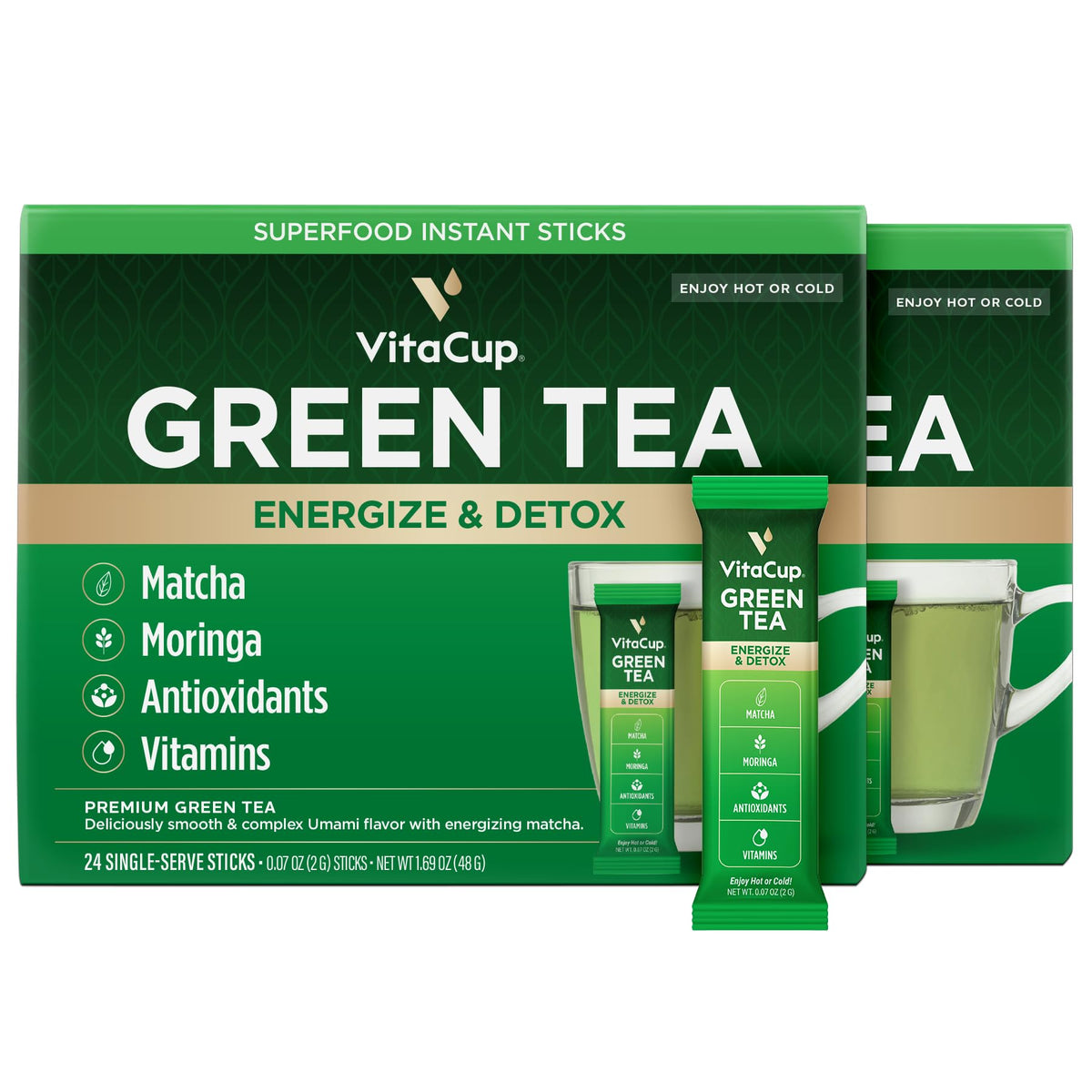 Green Tea Instant Packets with Matcha (48 Count (Pack of 1))