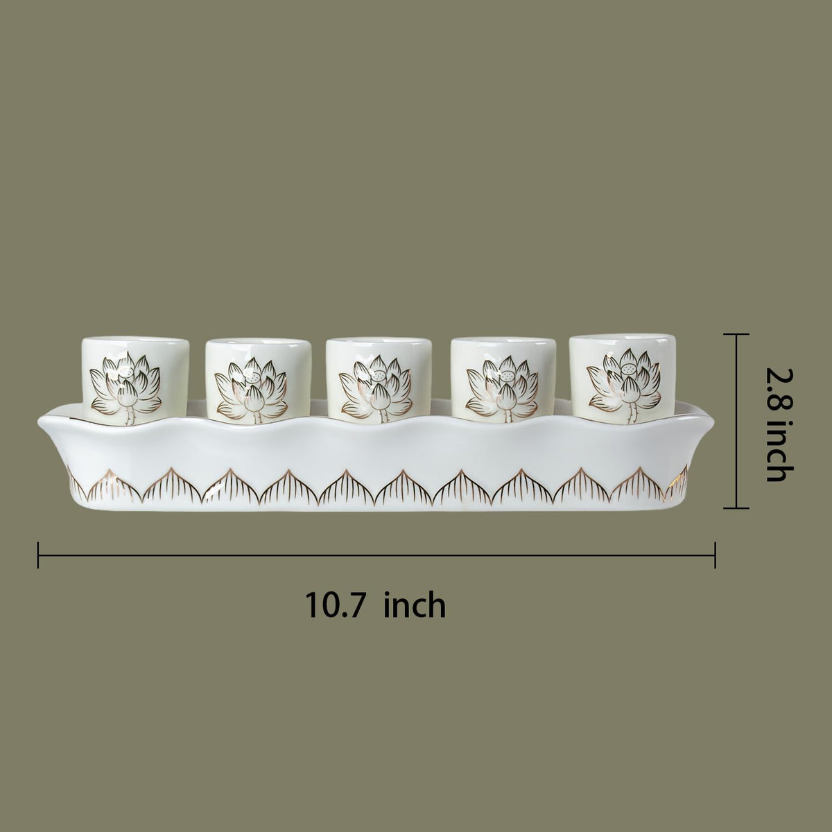 White Buddhist 5 Altar Cups Set (5 White Ceramic Cups Set)