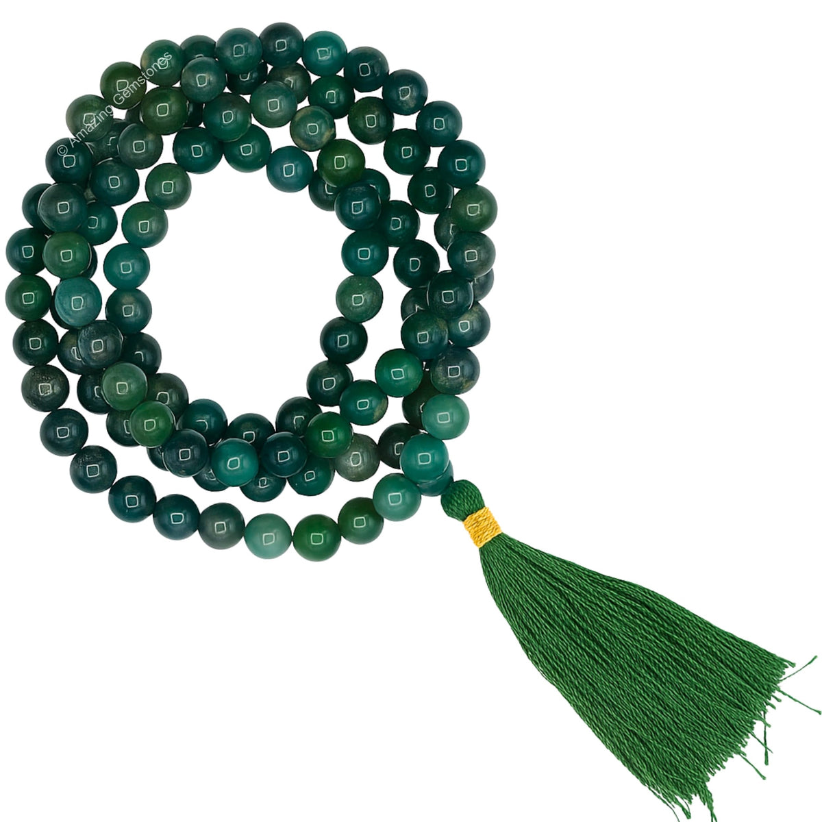 Moss Agate Mala Beads (Moss Agate / Plain)