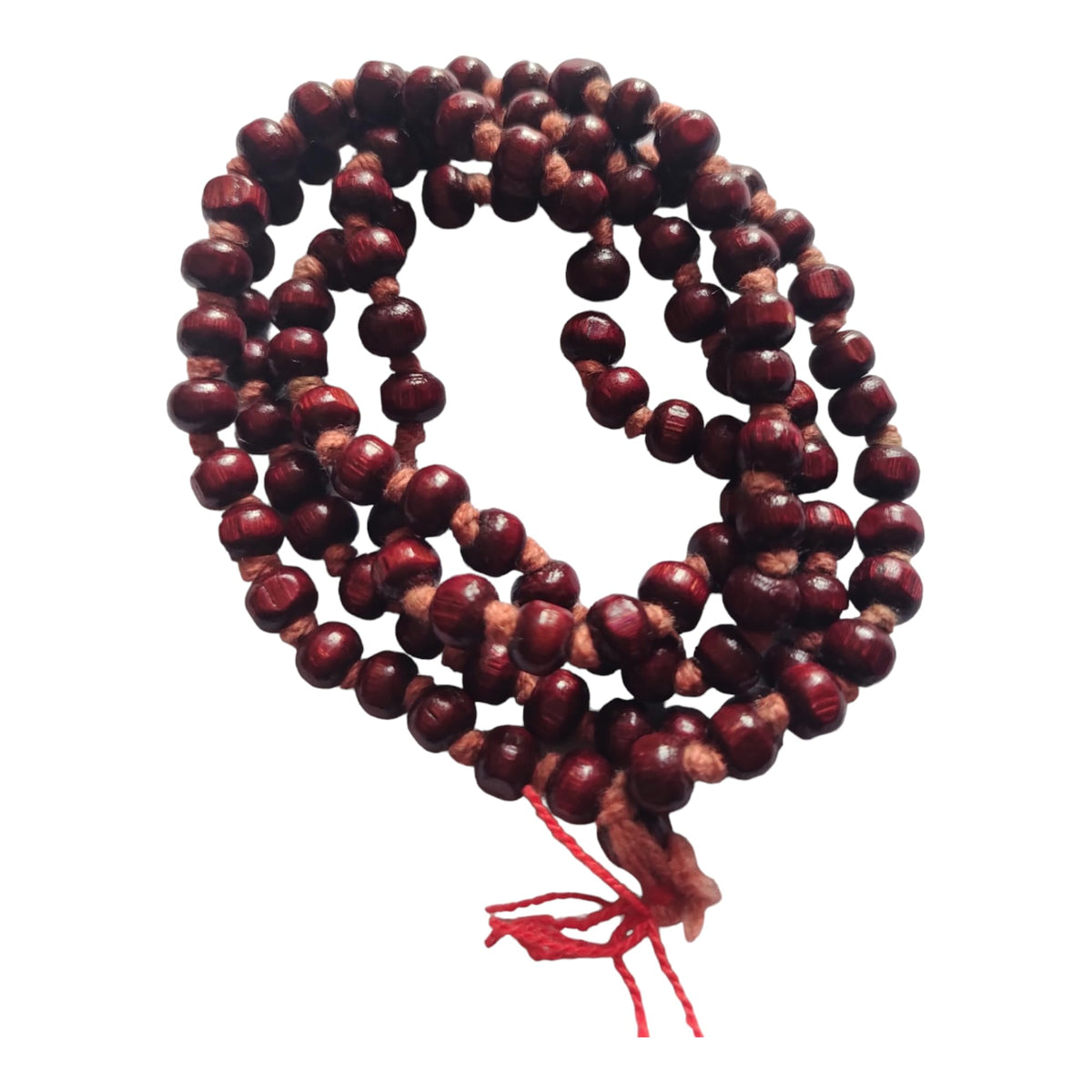 Tulsi Mala 108 Beads for Neck with Gaumukhi Jap Mala Bag for Pooja Worship (Red Tulsi Mala 8 MM)