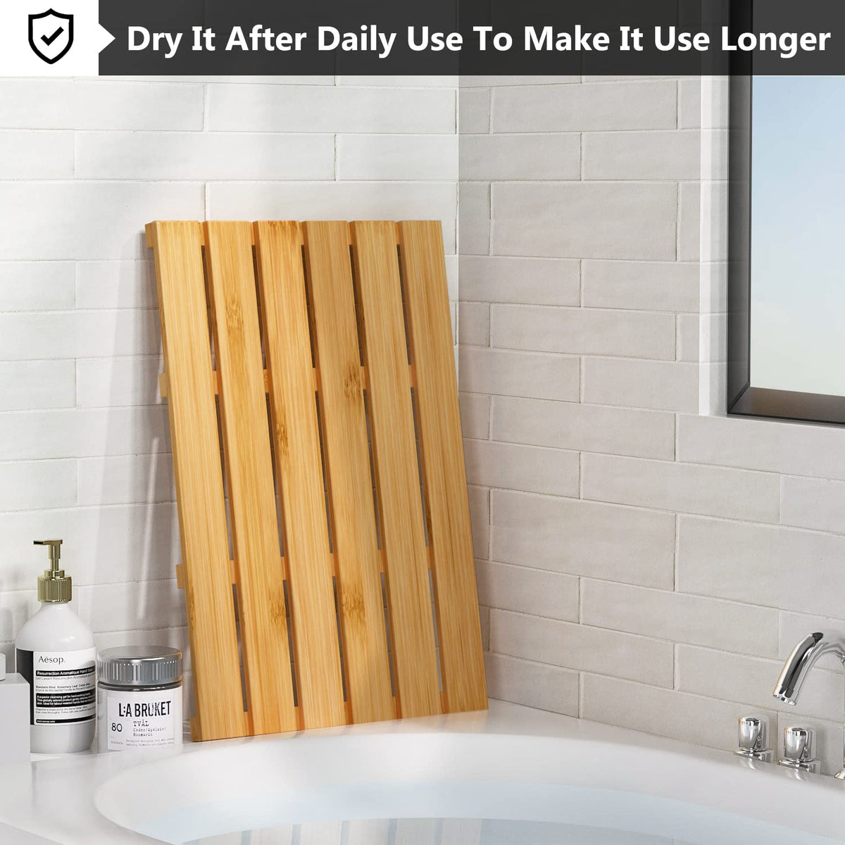 Bamboo Bath Mat (Natural / 21.3" x 14.2" (Rectangular))