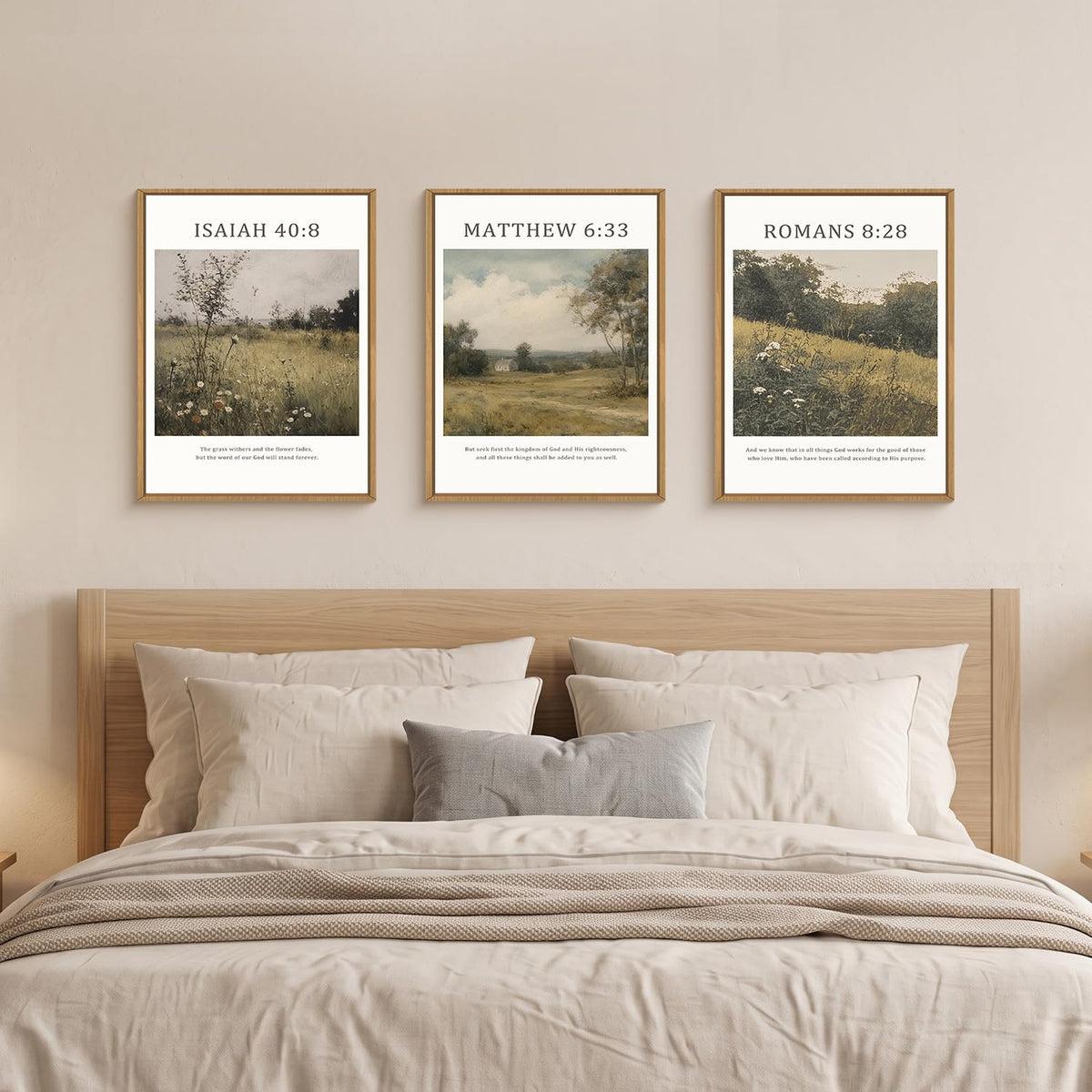 Bible Christian Scripture Framed Canvas Wall Art Set (Bible Christian Scripture Wall Art / 12''x16''x3)