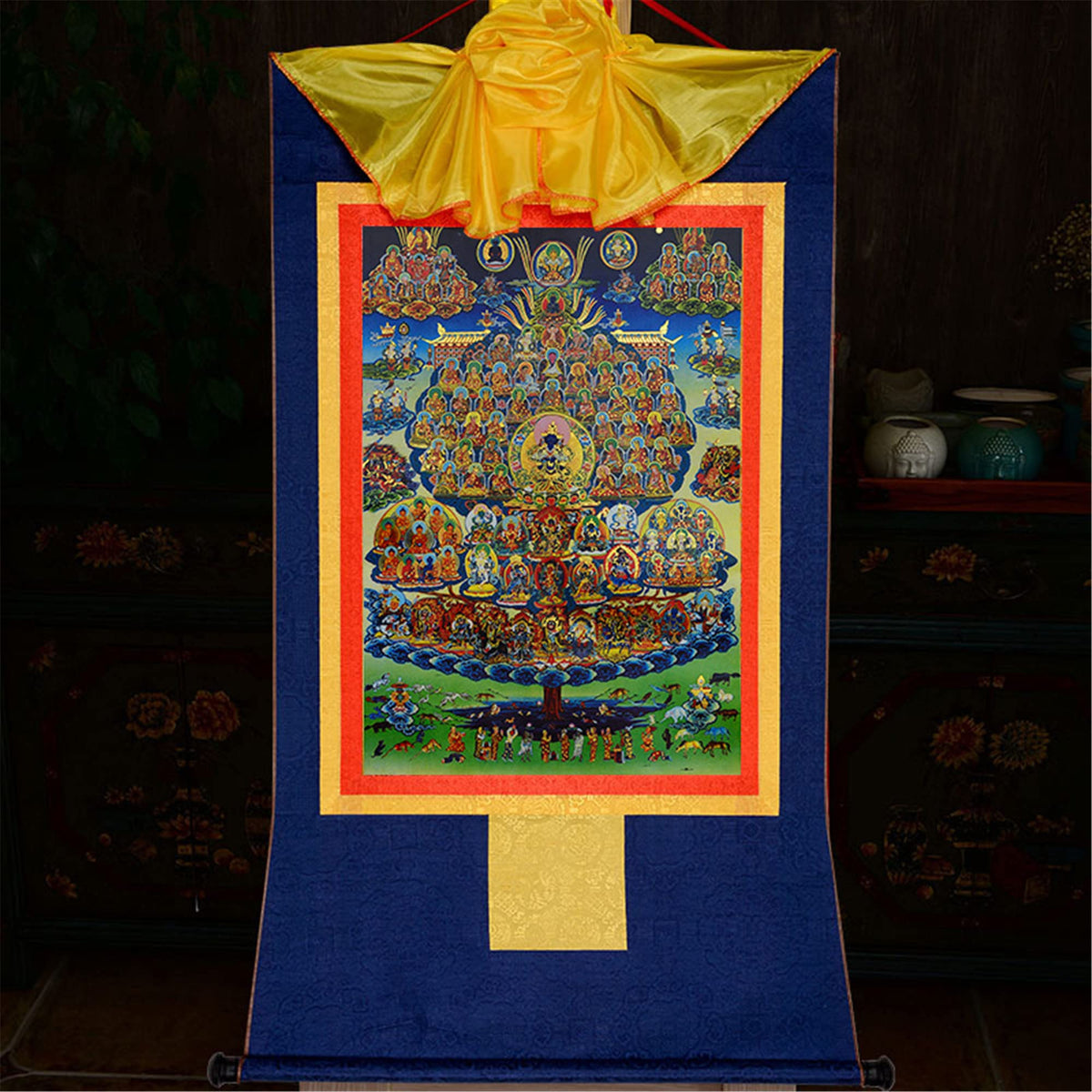 Karma Kagyu's Refuge Tree Thangka Tibetan Thangka Art (Karma Kagyu's Refuge Tree / 33.5"L x 24.8"W)