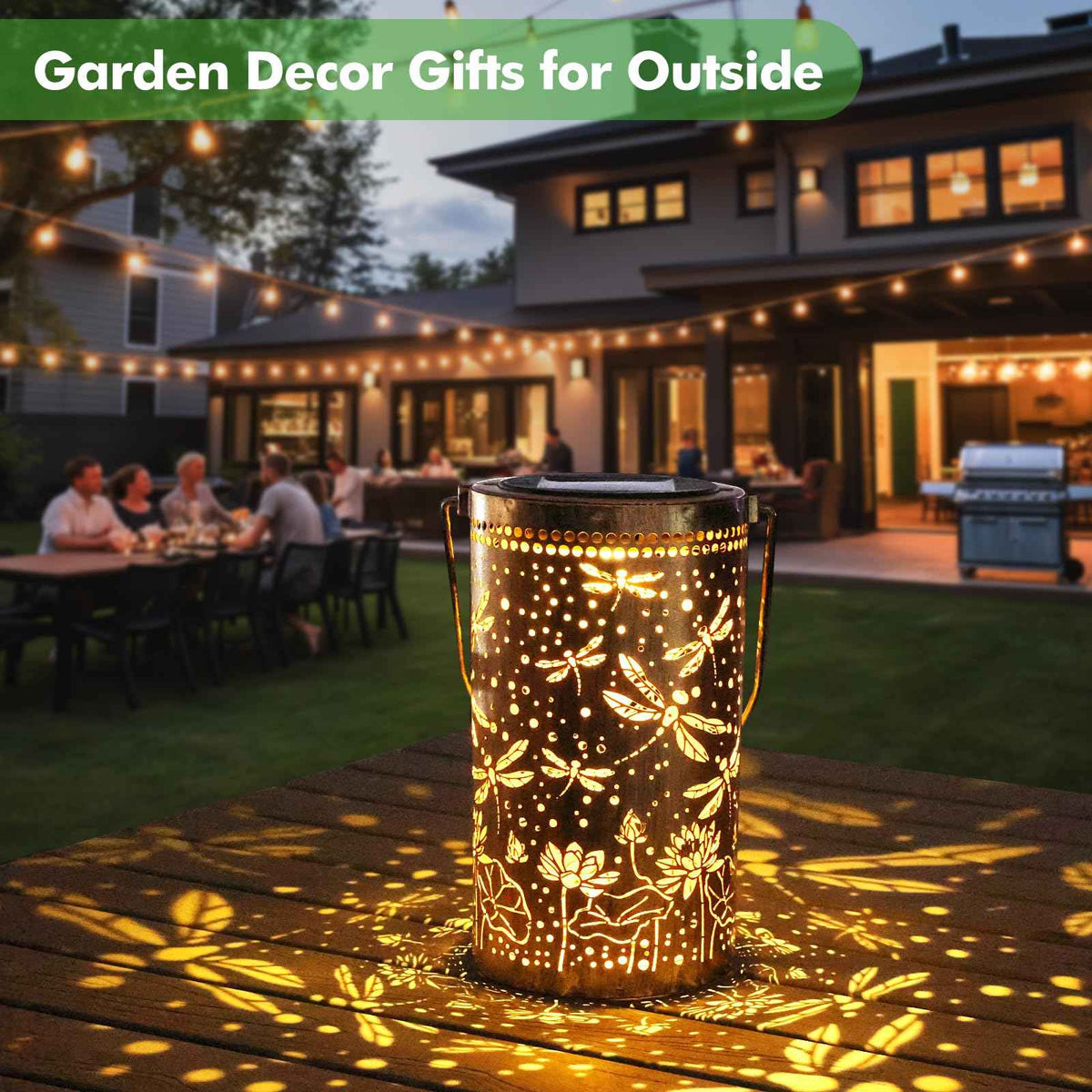 Solar Lanterns Outdoor Garden Decor Birthday Gift for Women Mom (3.9''x11.7'')