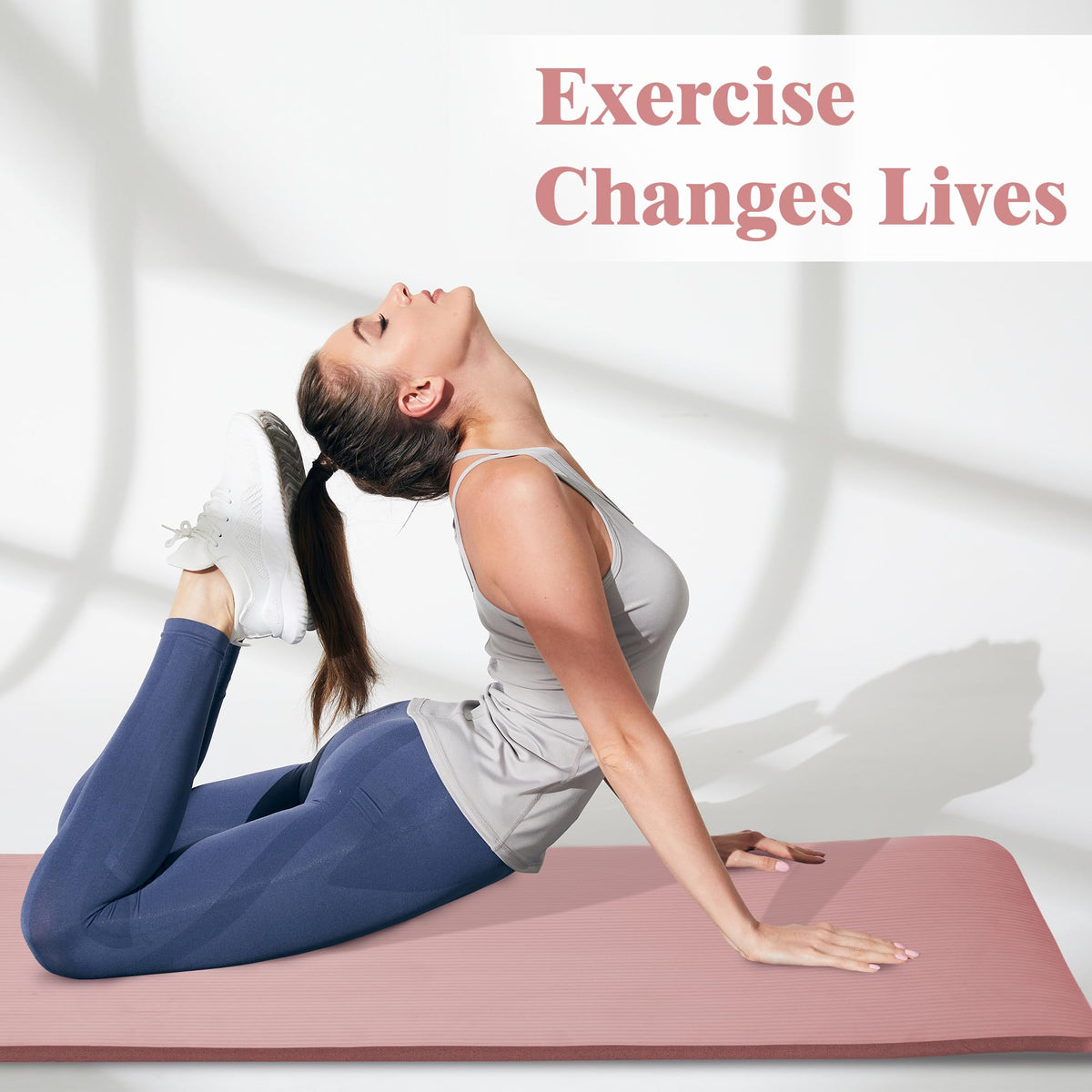 1 inch Thick 71x24 Inches Extra Thick Exercise Yoga Mat (Pinkish)