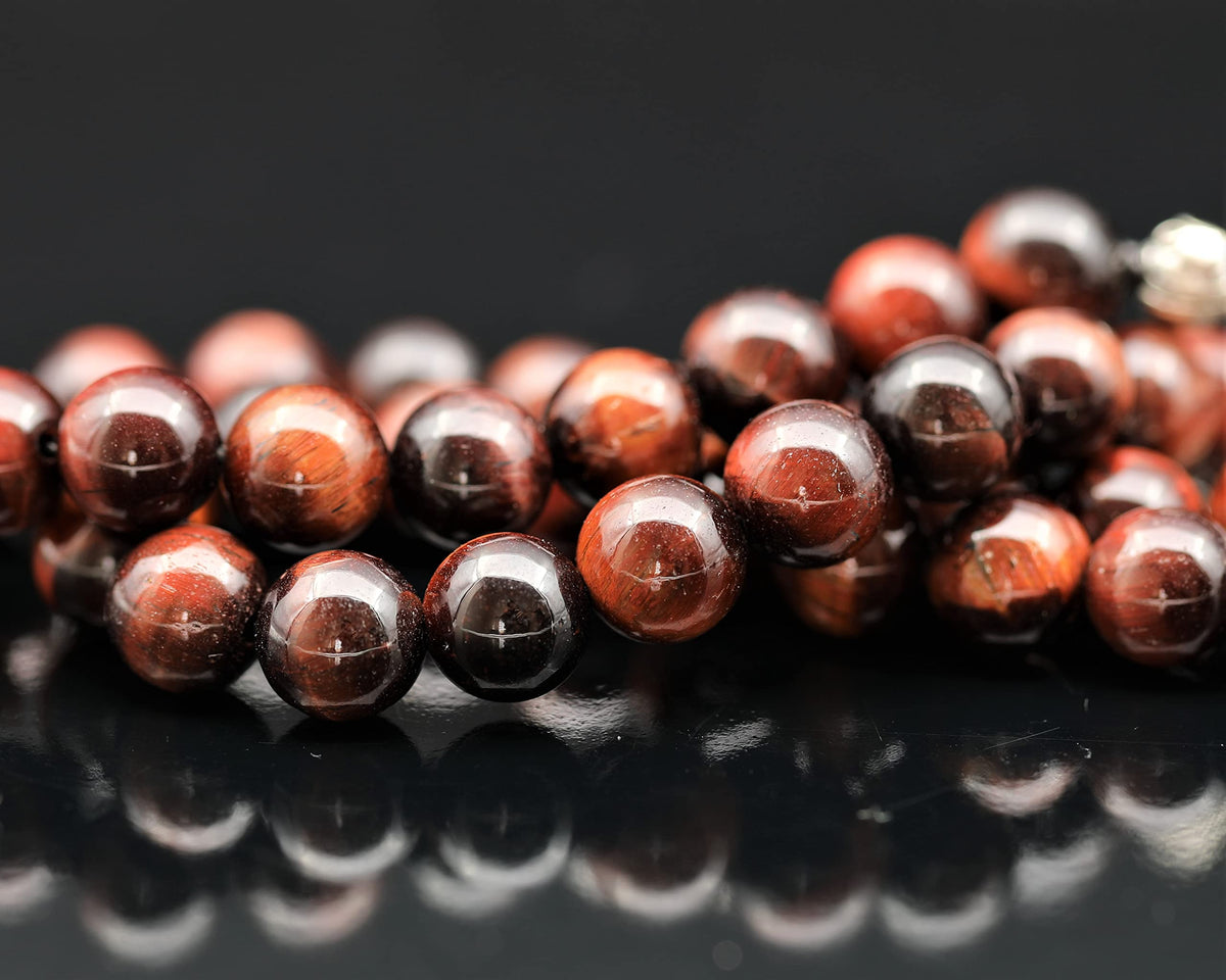 Natural Red Tiger Eye Beaded Choker Necklace (Red Tiger Eye / 18 Inches)