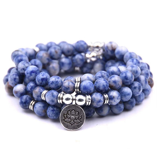 108 Mala Beads Bracelet Necklace (Sodalite)