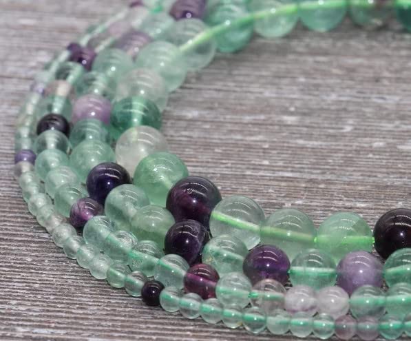 108 Pcs Rainbow Fluorite Beads for Jewelry Making 8 MM Fluorite Gemstones Loose Stone Beads (Rainbow Fluorite / 8MM, 108pcs)