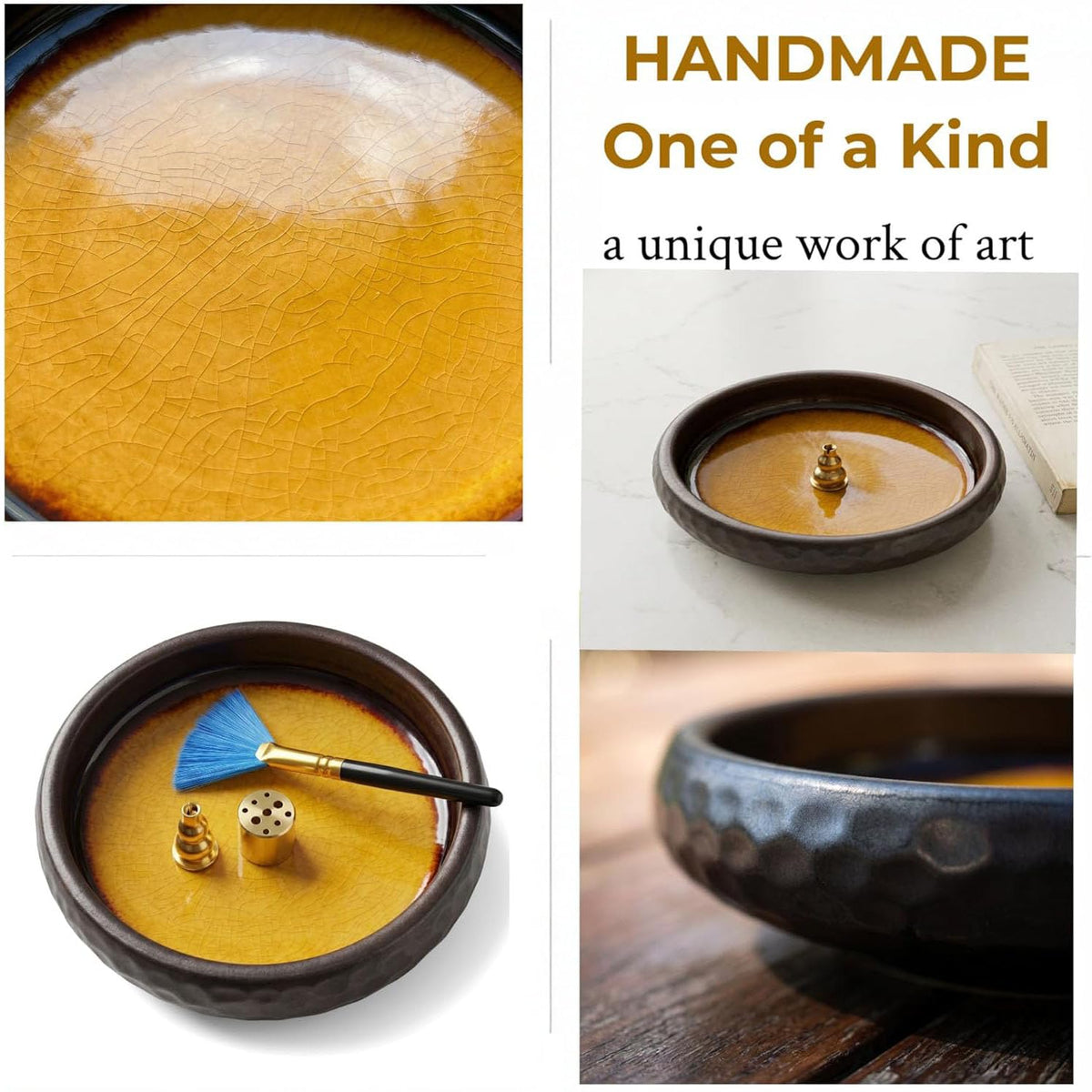 6 Inch Japanese Incense Holder Stick (Crack Yellow)