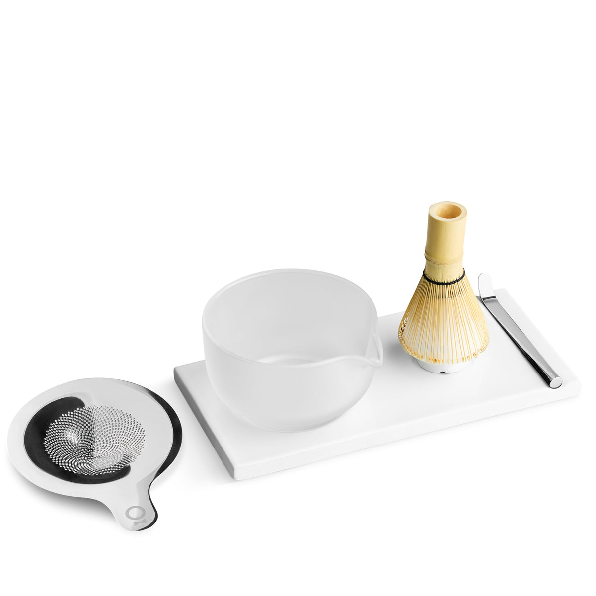 Matcha Set, 6-Piece Ceramic Matcha Bowl Kit with Display Tray (Matte White)