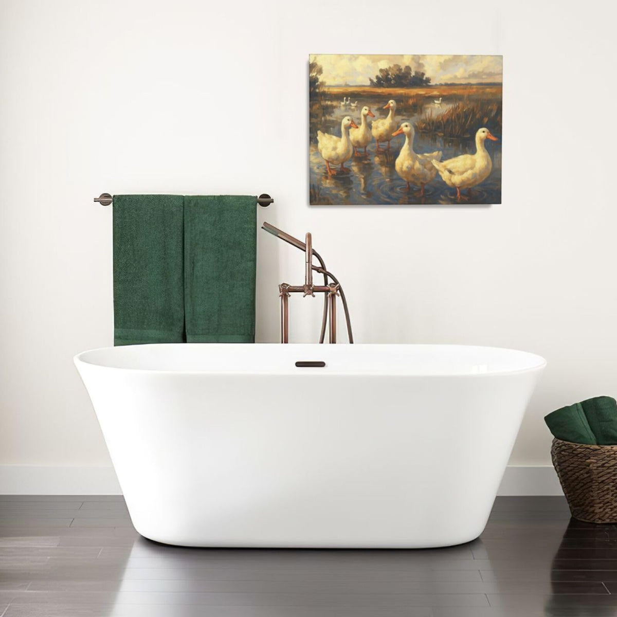 Farmhouse Duck Wall Art Country Feild Canvas Wall Decor Pictures Paintings Prints Artwork Framed Decorations For Bathroom Bedroom Living Room Office Gifts 20" x 16" (Duck / 20"L x 16"W)