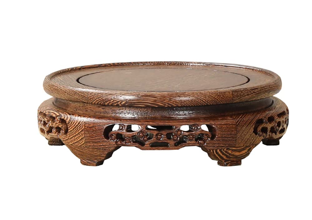 Smooth Hand Carved Stand Rosewood Sculpture Display Base (A3-6.9'' inside diameter)