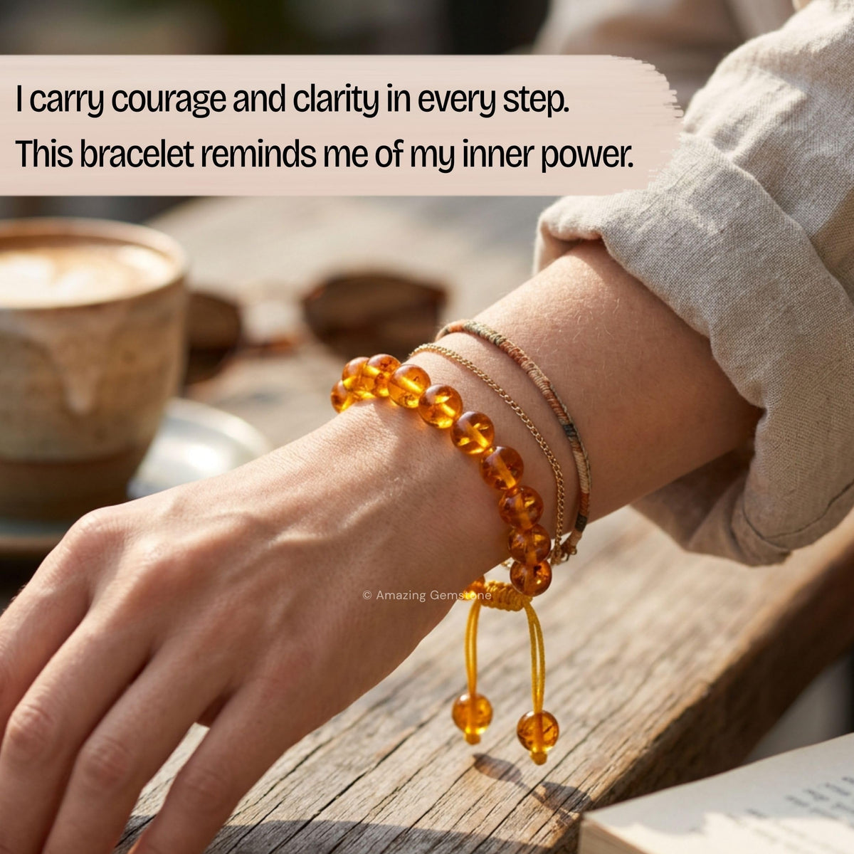 Amber Quartz Bracelet for Women Men's Gifts (Amber Quartz)