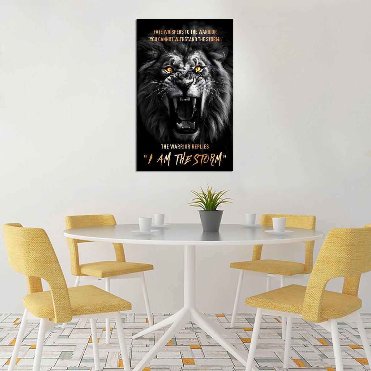 Large Animal Wall Art Gold Eyes Lion Canvas Prints King Of The Forest Is Roaring I Am The Storm Posters Modern Artwork for Living Room Classroom Office Framed Ready to Hang (Style_06 / 44"L x 28"W)