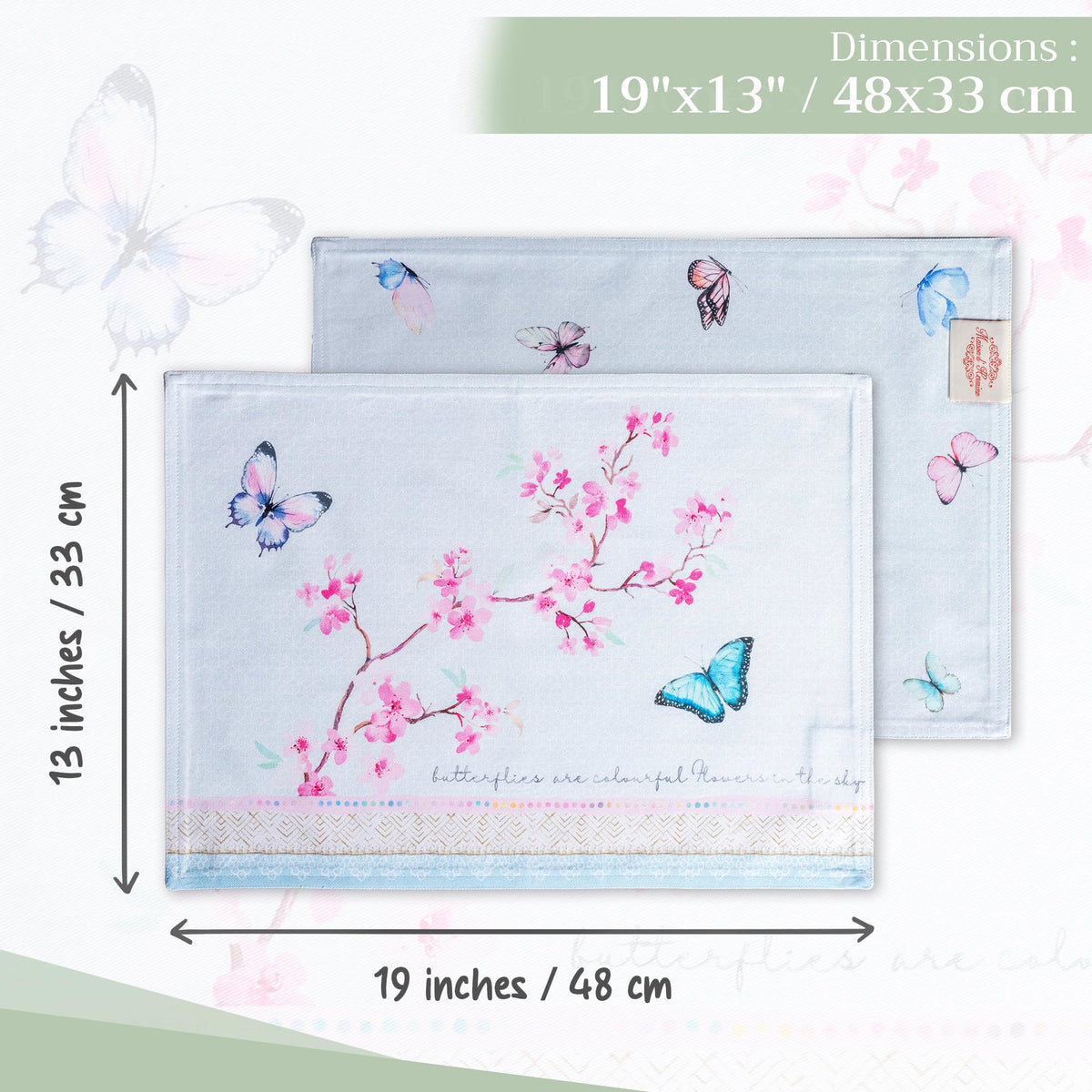 Placemats Set of 4 Reusable 100% Cotton (120 - Blossoms in Spring / 13" X 19" (Pack of 4))