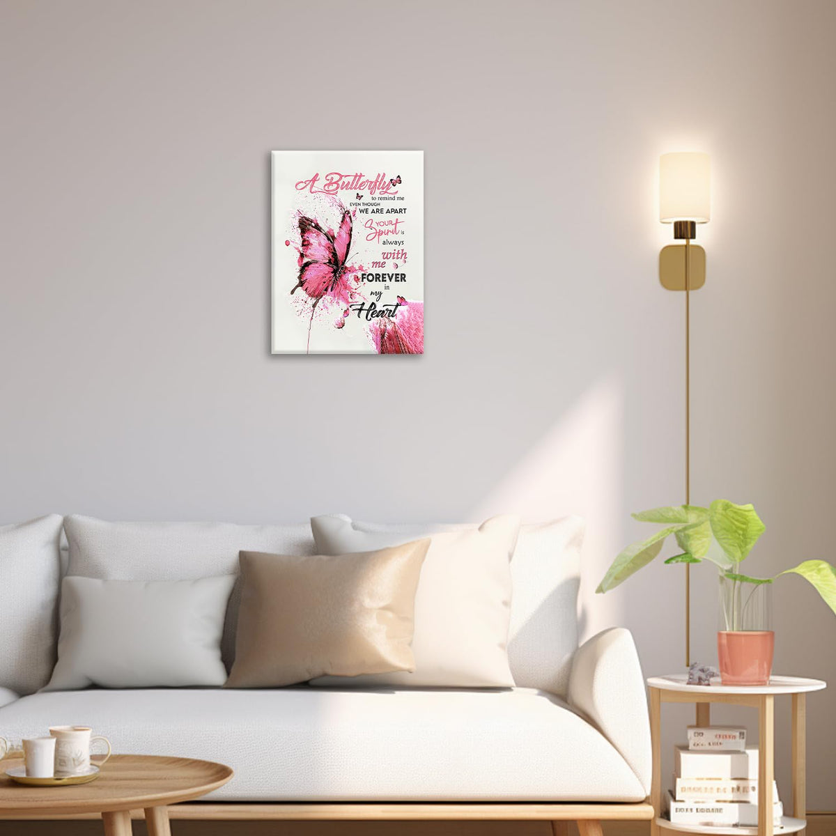 Pink Butterfly Wall Art Watercolor Bathroom Pictures Wall Decor Inspirational Quotes Canvas Prints Painting Framed Artwork Decoration for Bedroom Living Room Office 20"x16" (20"L x 16"W / Watercolor Butterfly-Pi)