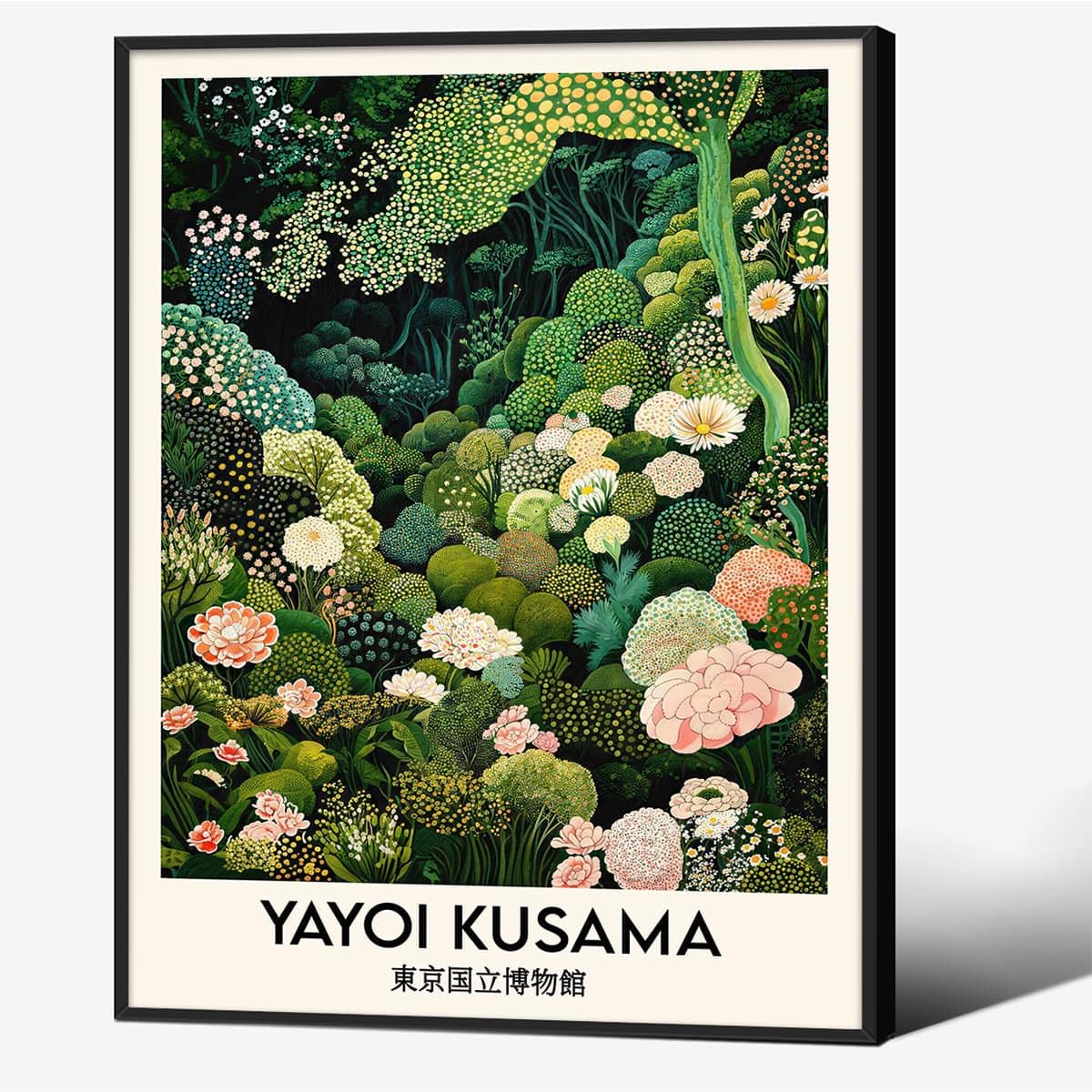 Yayoi. Kusama Black Framed Wall Art (Black Framed / Japanese Art 006 / 14"L x 11"W)