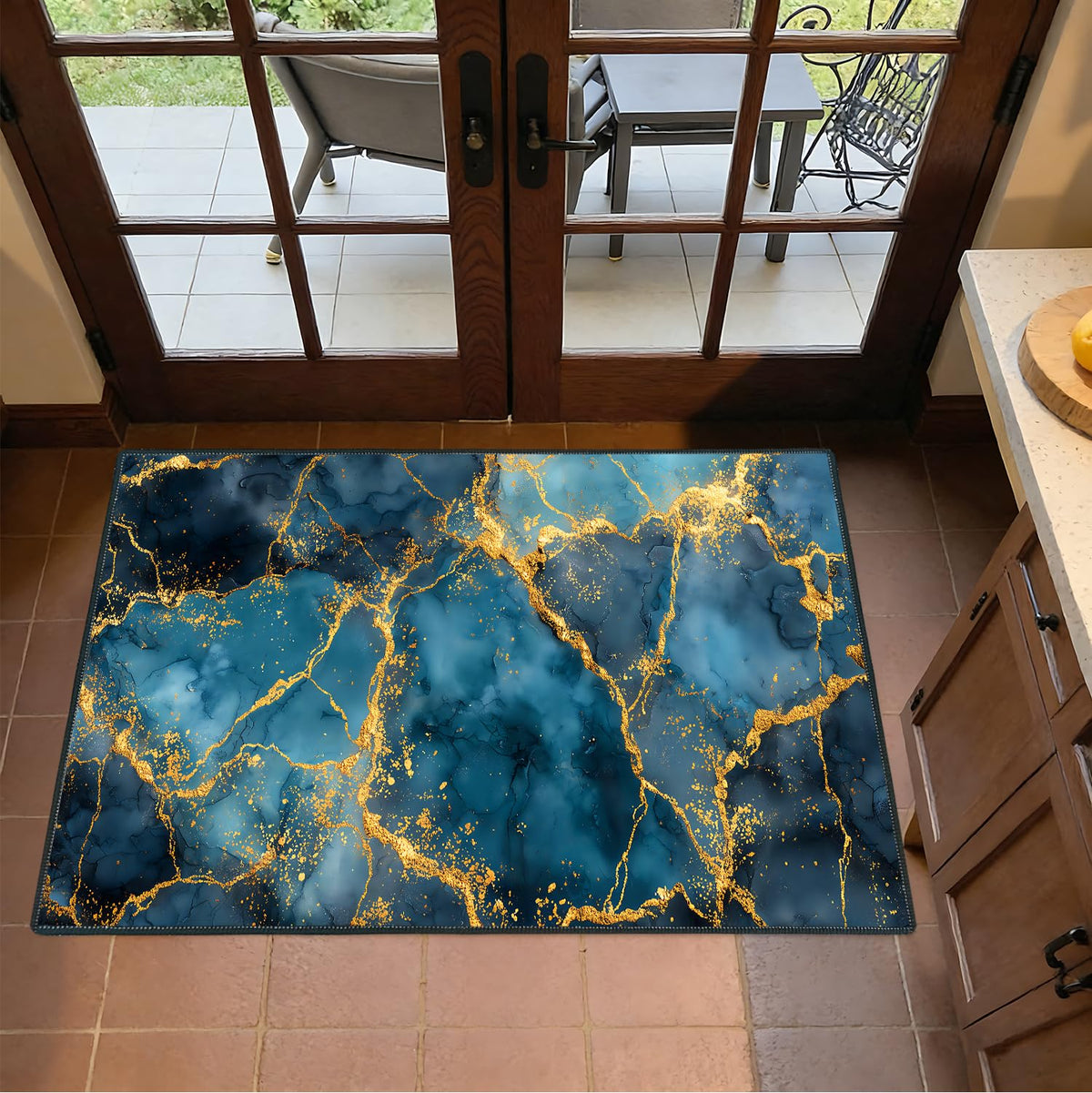 2x3FT Blue Gold Marble Area Rug (#4 / 2' x 3' (Rectangular))