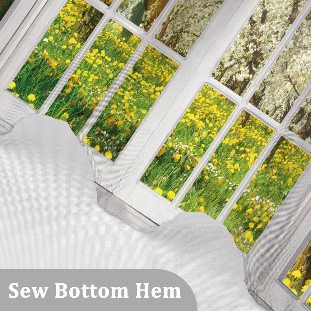 72x72inch Spring Sunrise Scenery Shower Curtain Sets French Style European White Curtain Bath Curtain for Bathroom Natural Scenery Floral Plants Outside Window Bathtub Stall Decor with Hooks (72"W x 72"L (Pack of 1) / Green02)