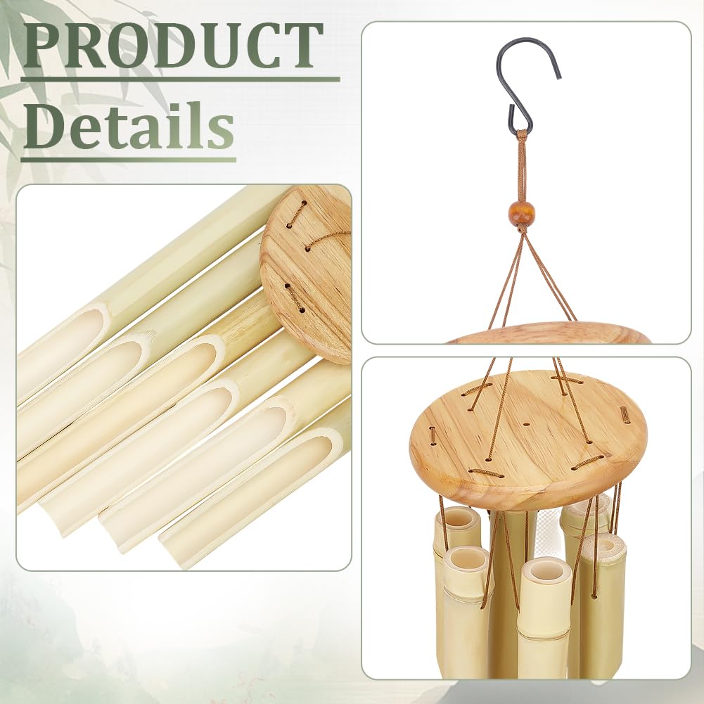 Bamboo Wind Chimes for Outside Handcrafted Wooden Windows Hanging Ornaments Windchime with Deep Tone for Porch Patio Garden Indoor Home Outdoor Decor Lemon Chiffon (Lemon, 770mm long)