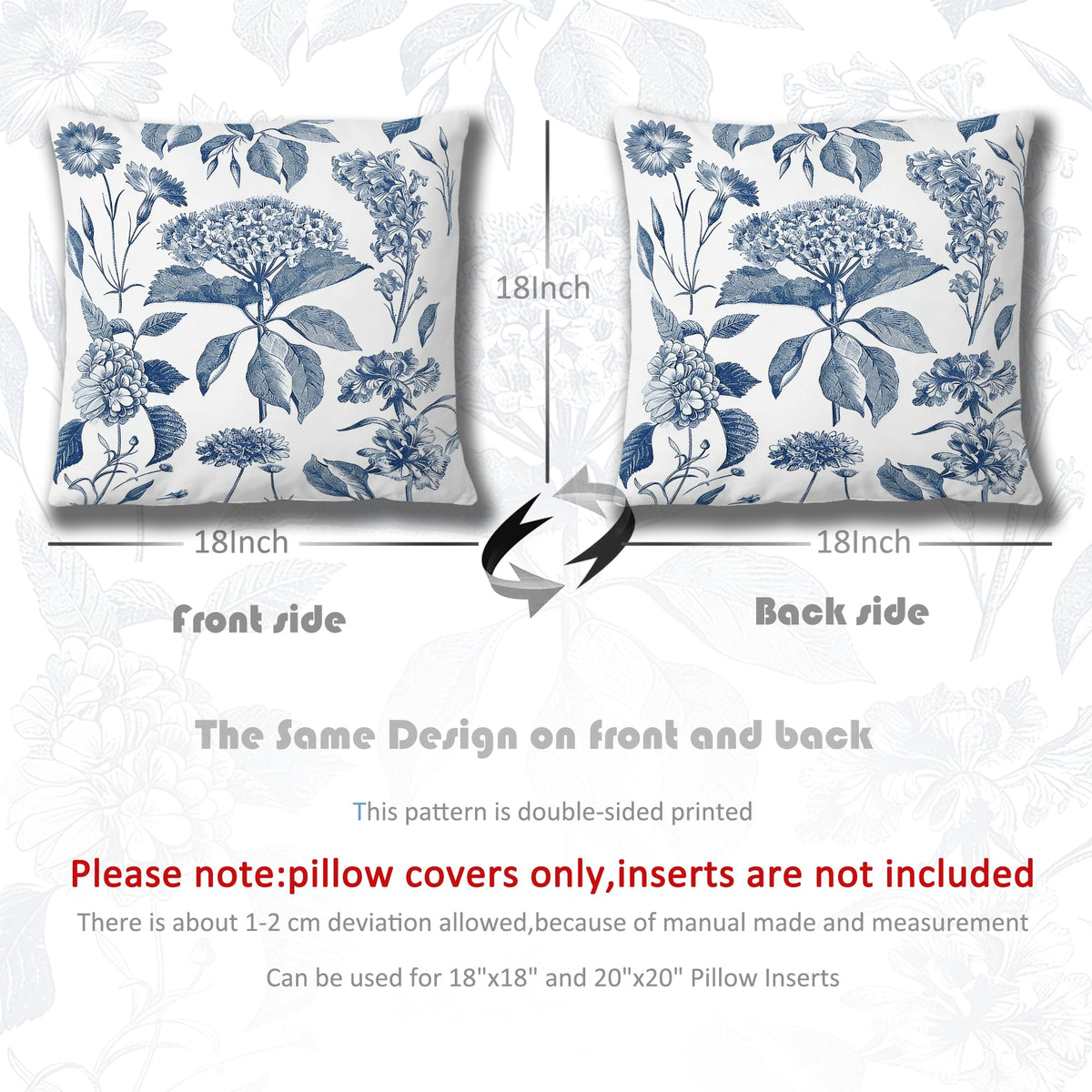 Vintage Botanical Pillow Cover 18x18 (White-classical-10)