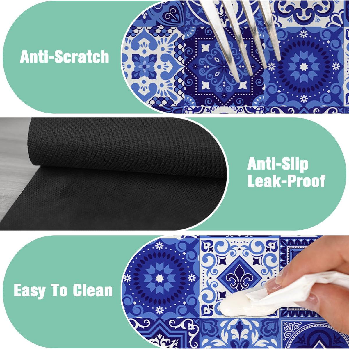 Kitchen Sink Splash Guard Faucet Mat 15" X 5.5" Talavera Mexican Tiles Absorbent Fast Drying Mat Faucet Draining Mat Sink Splash Guard Behind Faucet Drip Catcher for Kitchen Bathroom (15*5.5in / tile02)