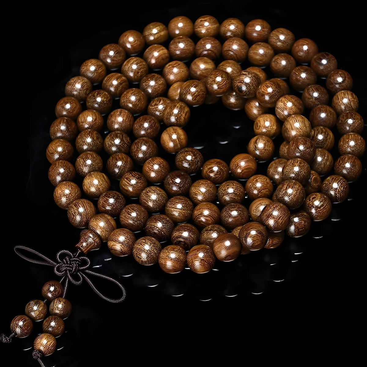 Unisex Natural Silkwood Tibetan Buddhism Meditation Prayer Bead Necklace Japa Mala Beads Bracelets (6mm 108 Beads)