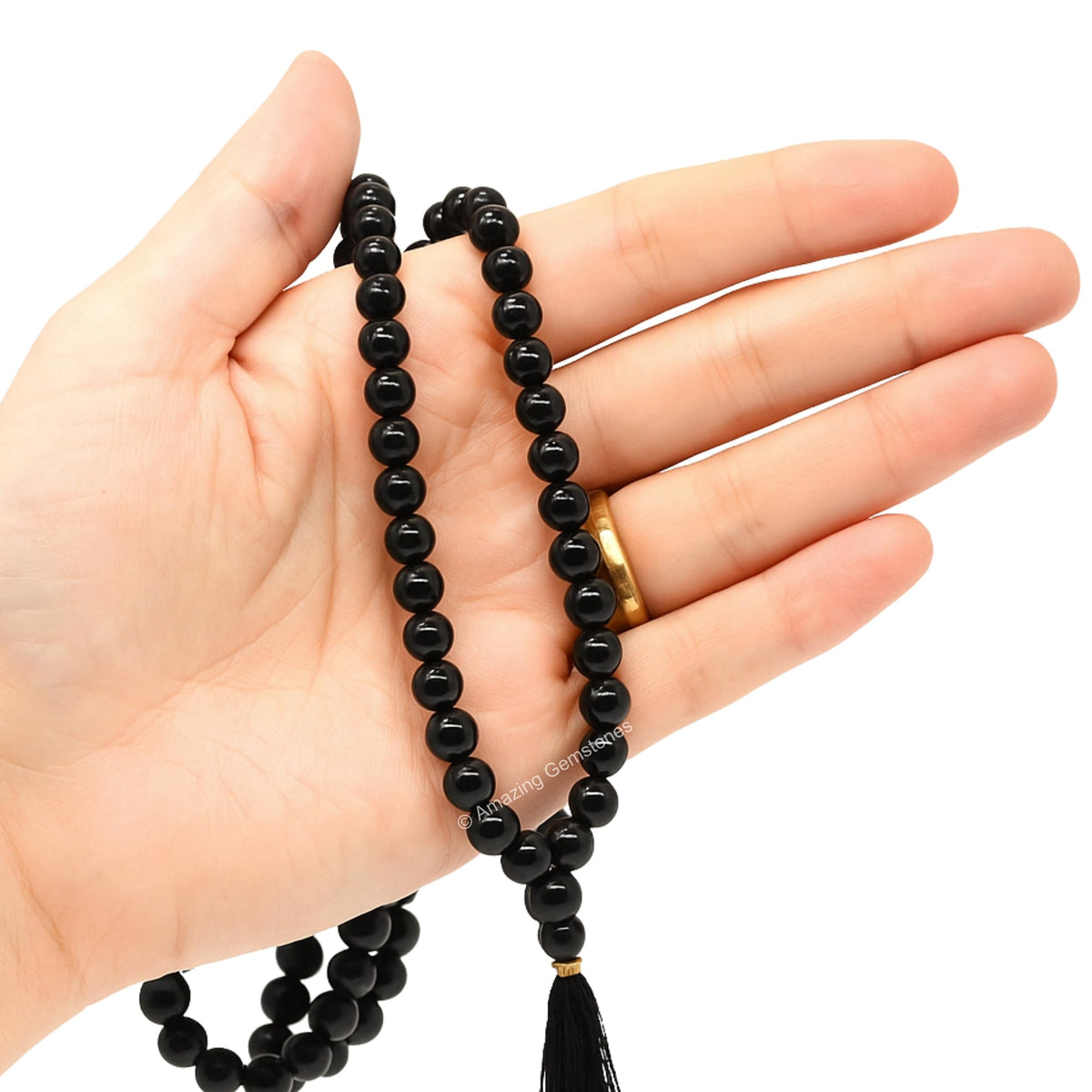 Black Tourmaline Mala Beads (Black Tourmaline / Plain)
