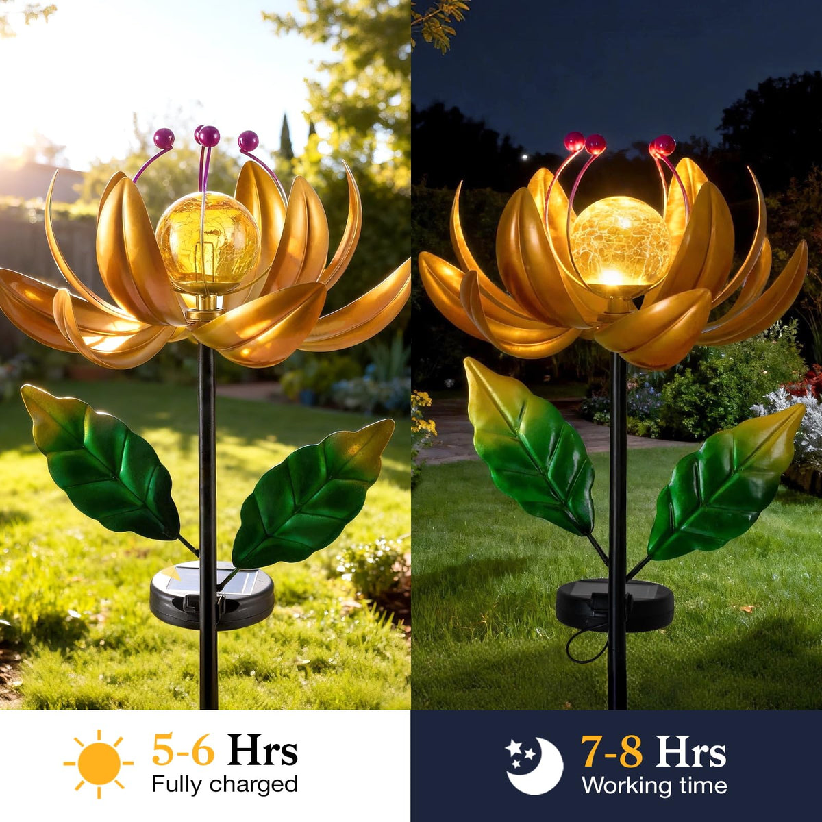 Garden Decor for Outside Solar Wind Spinners for Yard (Gold-standard)