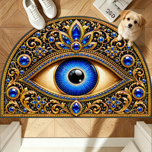 Luxury Evil Eye Semicircle Area Rug 24"x36" (73 / 2' x 3' (Semicircular))