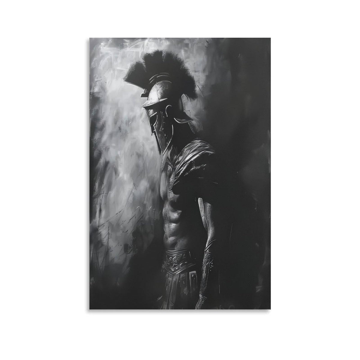 Black White Charcoal Sketch Roman Gladiator Canvas Printing Wall Art Prints Wall Decor Posters Monochrome Warrior Minimalist Scandinavian Bedroom Living Room Office Decor 12x18inch (style-41 / 12x18inch(30x45cm) Unframe)