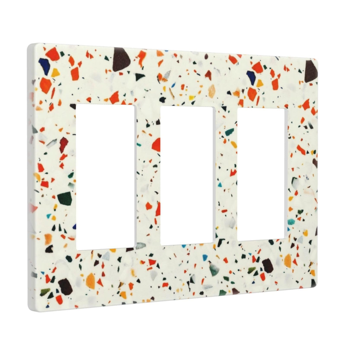 Beige.Cream Yellow Terrazzo Marble 3 Gang Triple Rocker (Beige.Cream Yellow Terrazzo Marble / 3 Gang Decorator Screwless)