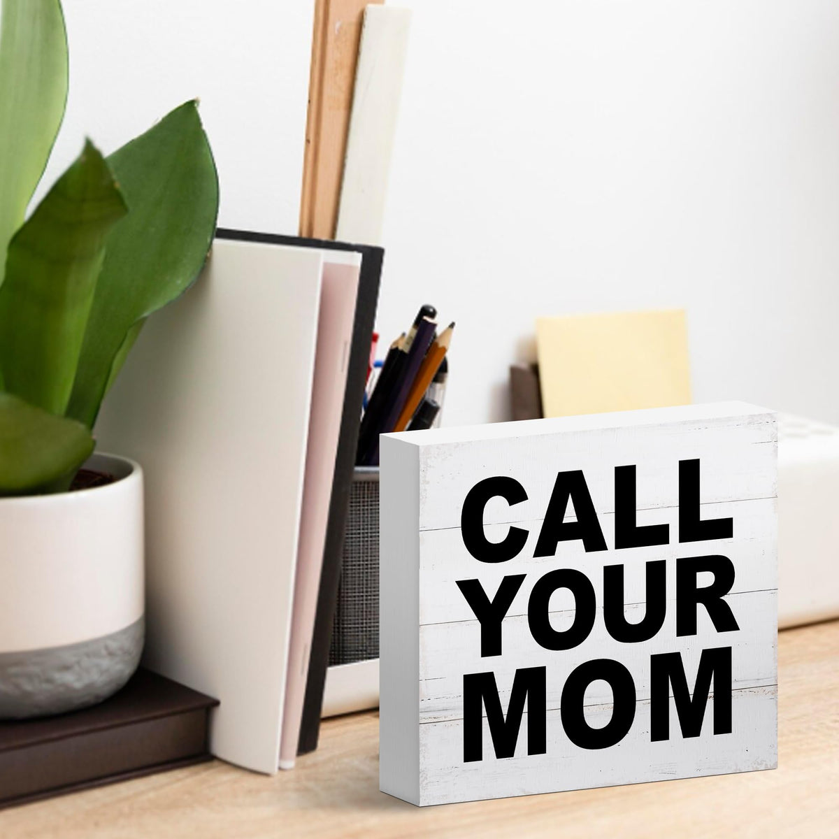 Call Your Mom Wood Box Sign (Ivory)