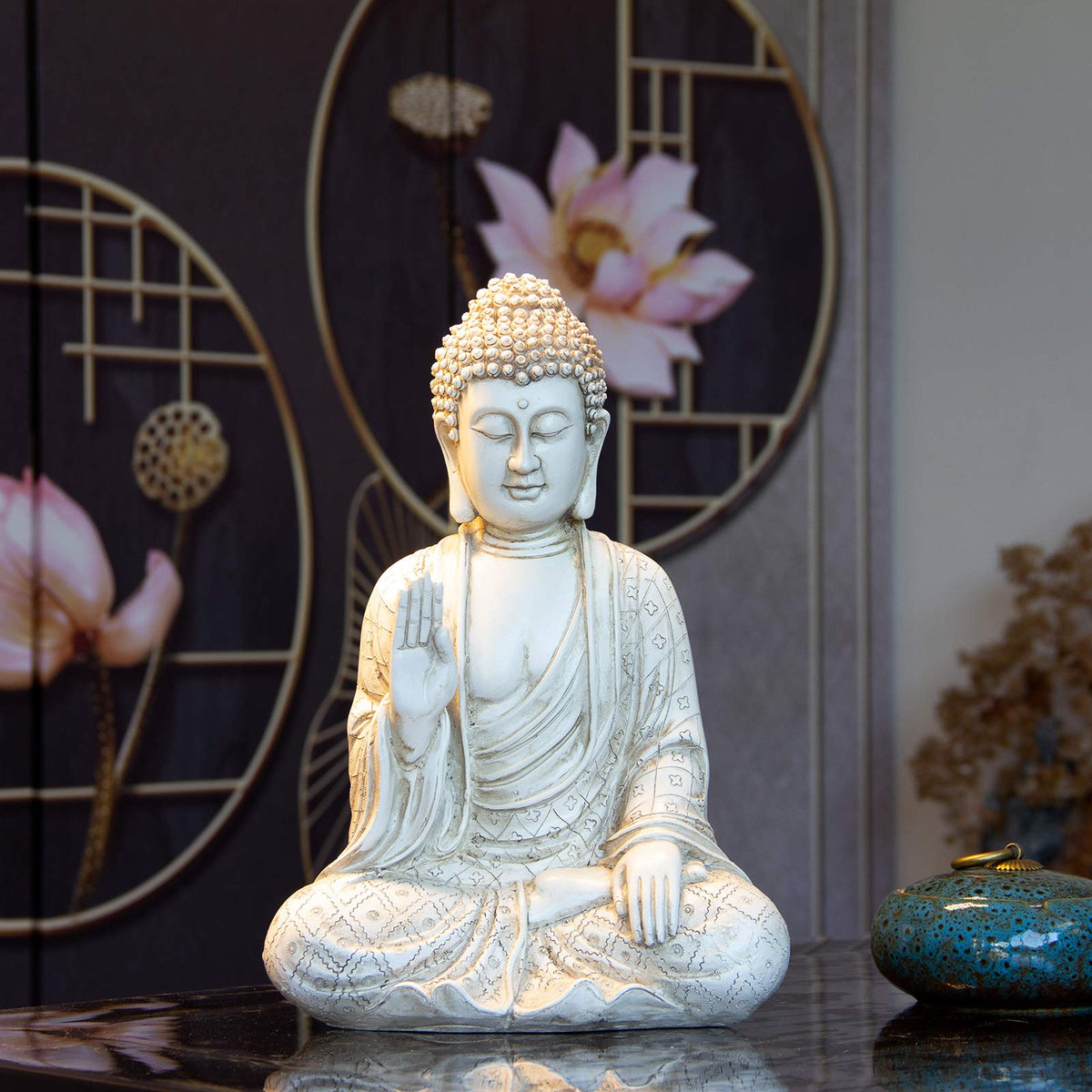 Buddha statue for home decor accents (White)