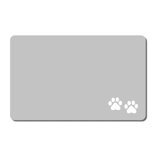 Dog Food Mat 12" x 19" Footprint Absorbent Dog Cat Bowl Mat for Food and Water (A-Gray Footprint / 12"L x 19"W)