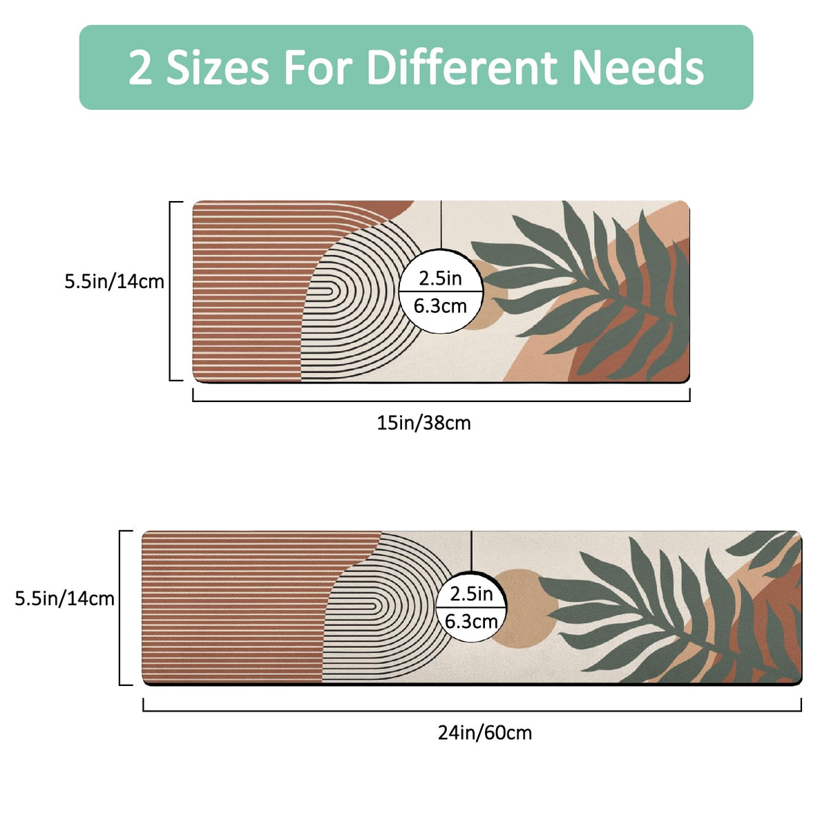 2 Pack 2 Pack Kitchen Sink Splash Guard Faucet Mat 15" X 5.5" Boho Absorbent Fast Drying Mat Faucet Draining Mat Sink Splash Guard Behind Faucet Drip Catcher for Kitchen Bathroom (15*5.5inx2 / boho)