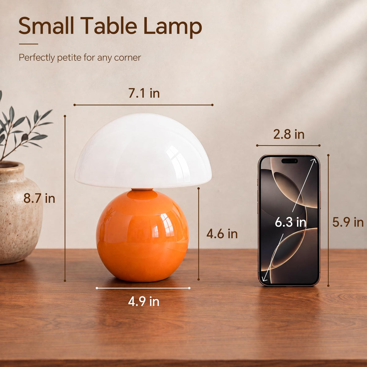 Mushroom Lamp Table Lamps Set of 2 for Bedroom Living Room (Orange-Set of 2)