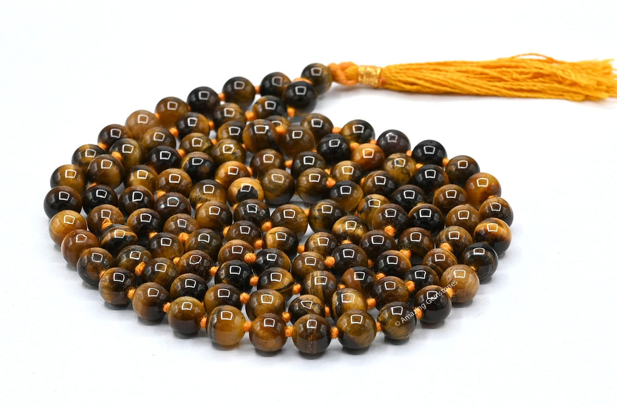 Tigers Eye Buddhist Prayer Beads Japa Mala with 108 Meditation Beads (Hand Knotted / Tigers Eye)
