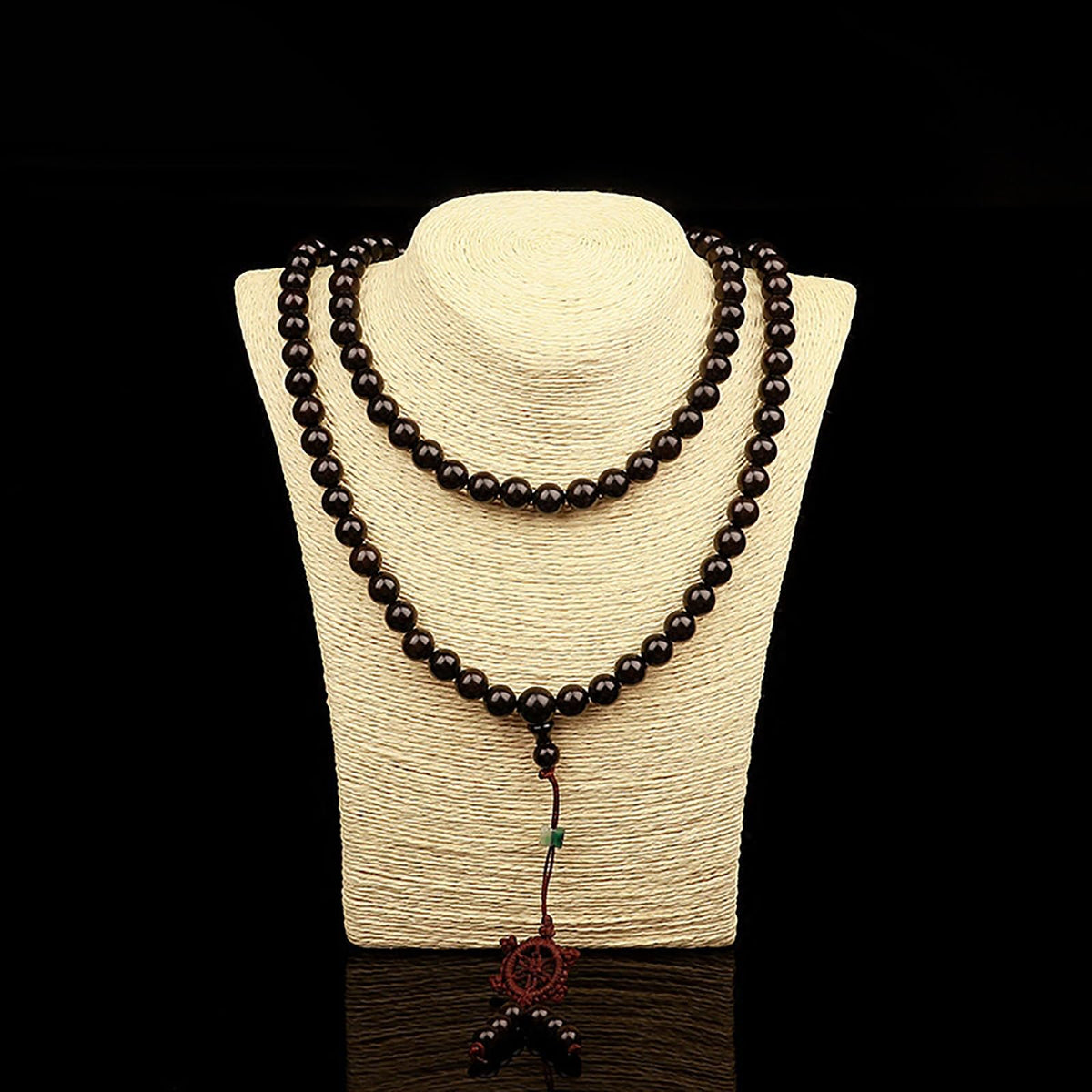 10mm Natural Black Sandalwood 108 Mala Bracelet for Men (10mm Black Sandalwood - 41 inches)