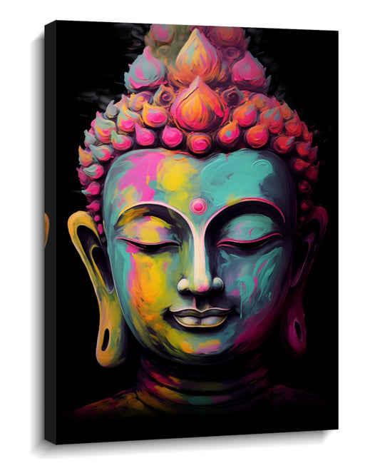 Buddha Canvas Wall Art Colorful Zen Buddha Statue Pictures Print Abstract Religious Painting Meditation Artwork for Yoga Spa Meditation Spiritual Room Bathroom Home Decor (24"L x 16"W / Buddha-5)